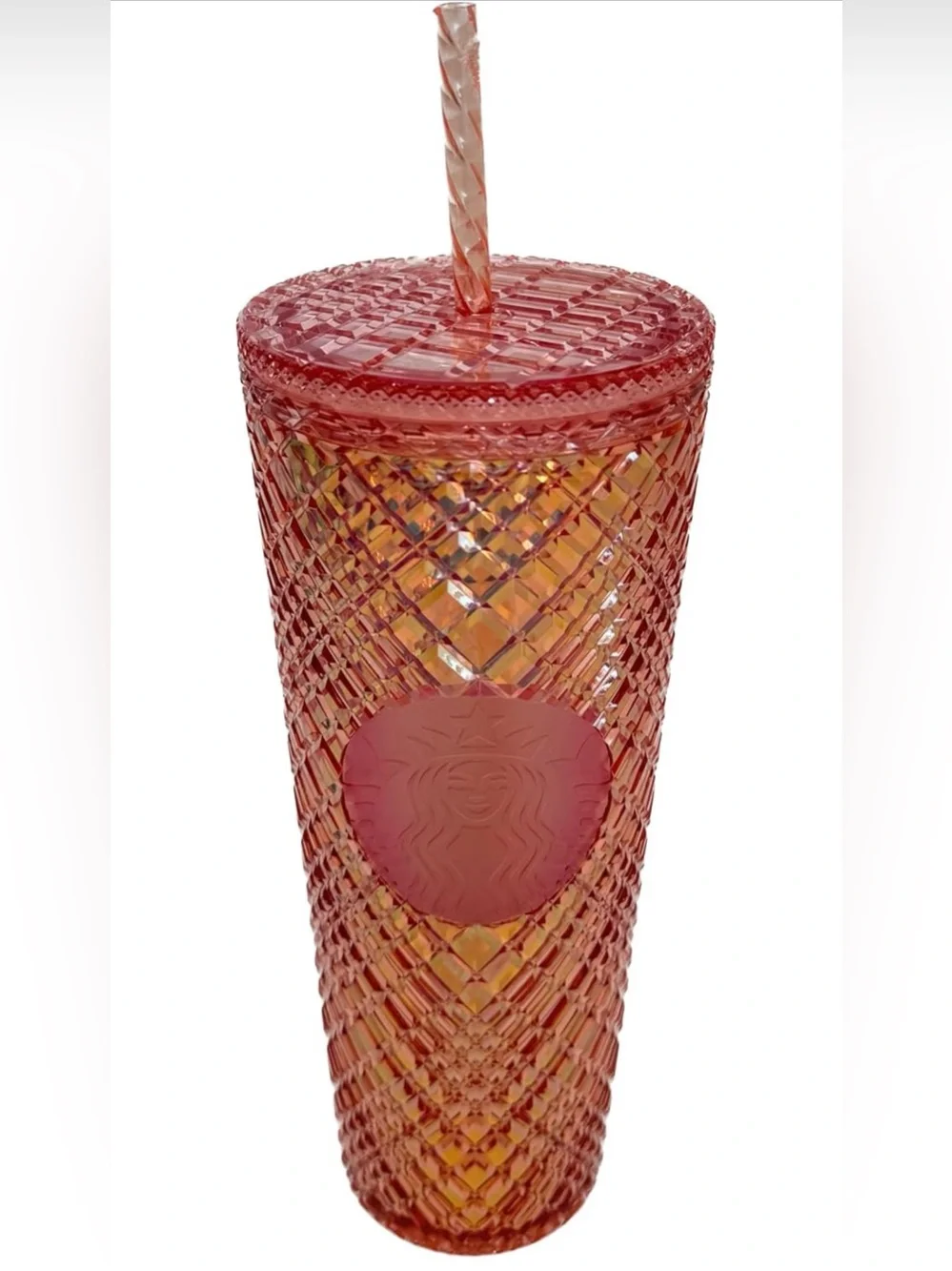 Rose gold iridescent Pink Starbucks cold Tumbler cup
